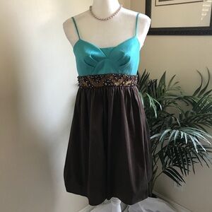 Decode 1.8 Teal & Chocolate Beaded Dress 6